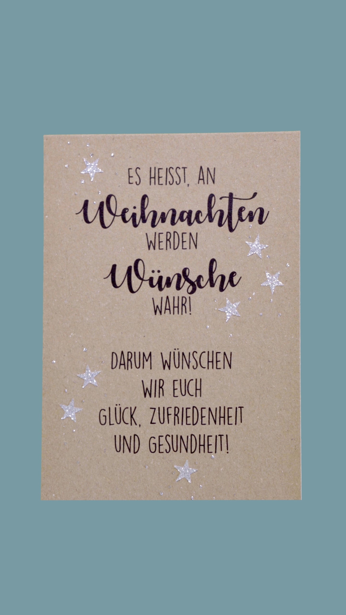 Kraftpapierkarte A6/C6 "An Weihnachten werden Wünsche wahr!"