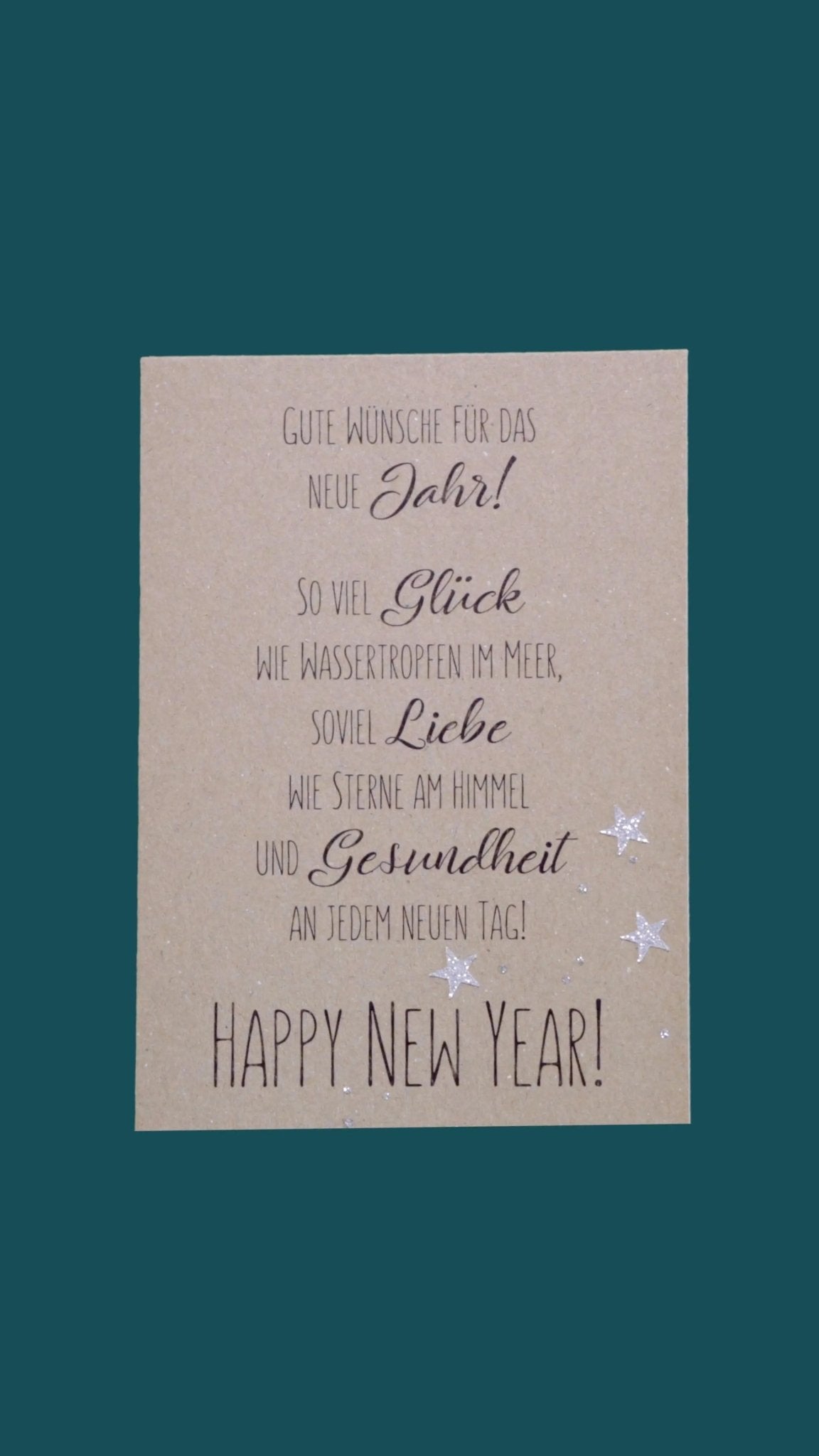 Kraftpapierkarte A6/C6 "Happy New Year" - Weihnachtsfabrik