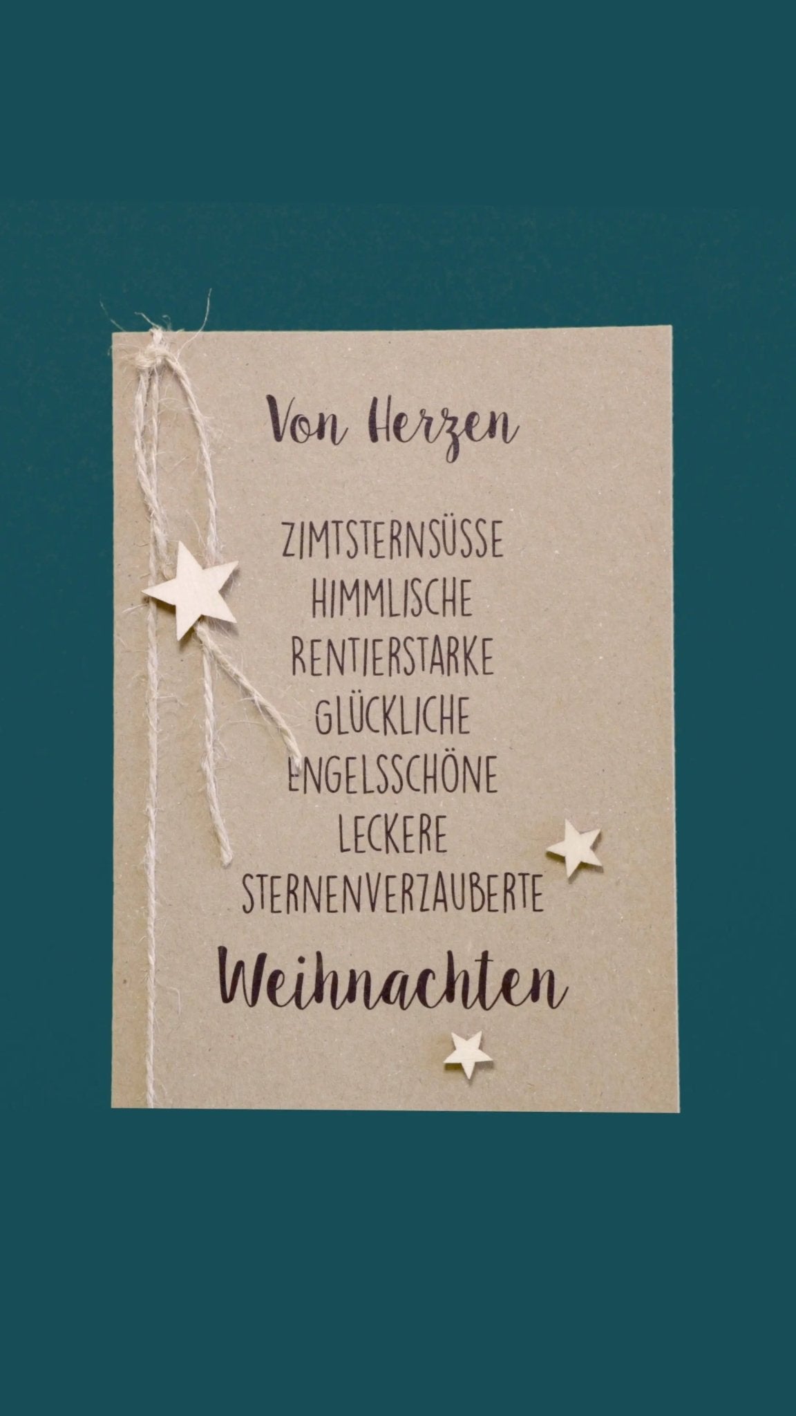 Kraftpapierkarte A6/C6 "Von Herzen" - Weihnachtsfabrik