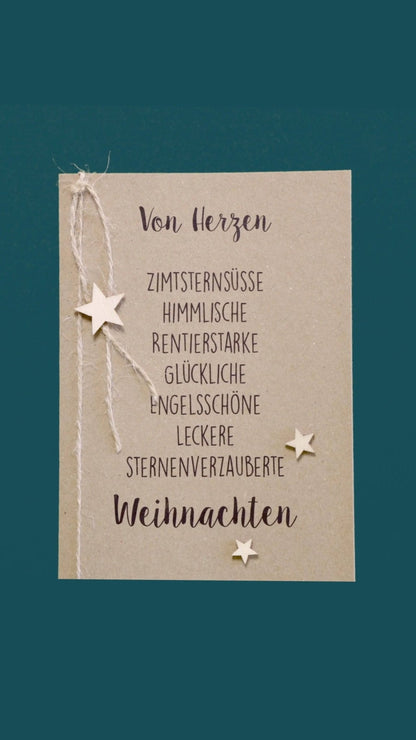 Kraftpapierkarte A6/C6 "Von Herzen" - Weihnachtsfabrik