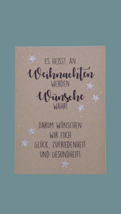 Kraftpapierkarte A6/C6 "An Weihnachten werden Wünsche wahr!"